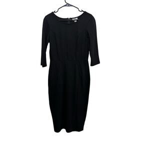 NWT Unique Vintage Women's Black Cotton Blend 3/4 Sleeves Midi Dress Size Large